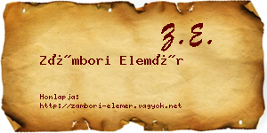 Zámbori Elemér névjegykártya